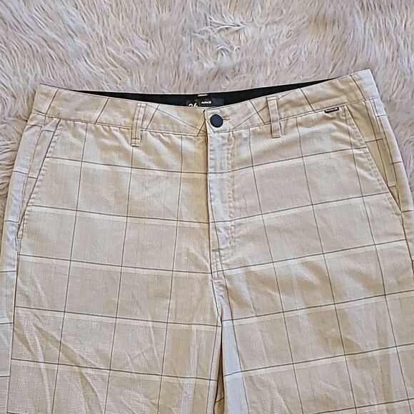 Hurley mens khaki white and black plaid shorts size 36‎ - Picture 3 of 11